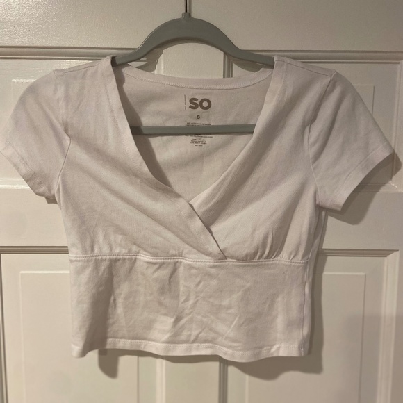 SO White Wrap Crop Top – Size Small - Picture 1 of 4